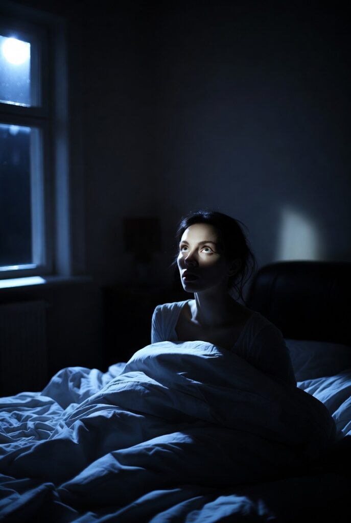 pessoa acordada de madrugada após sonho intenso