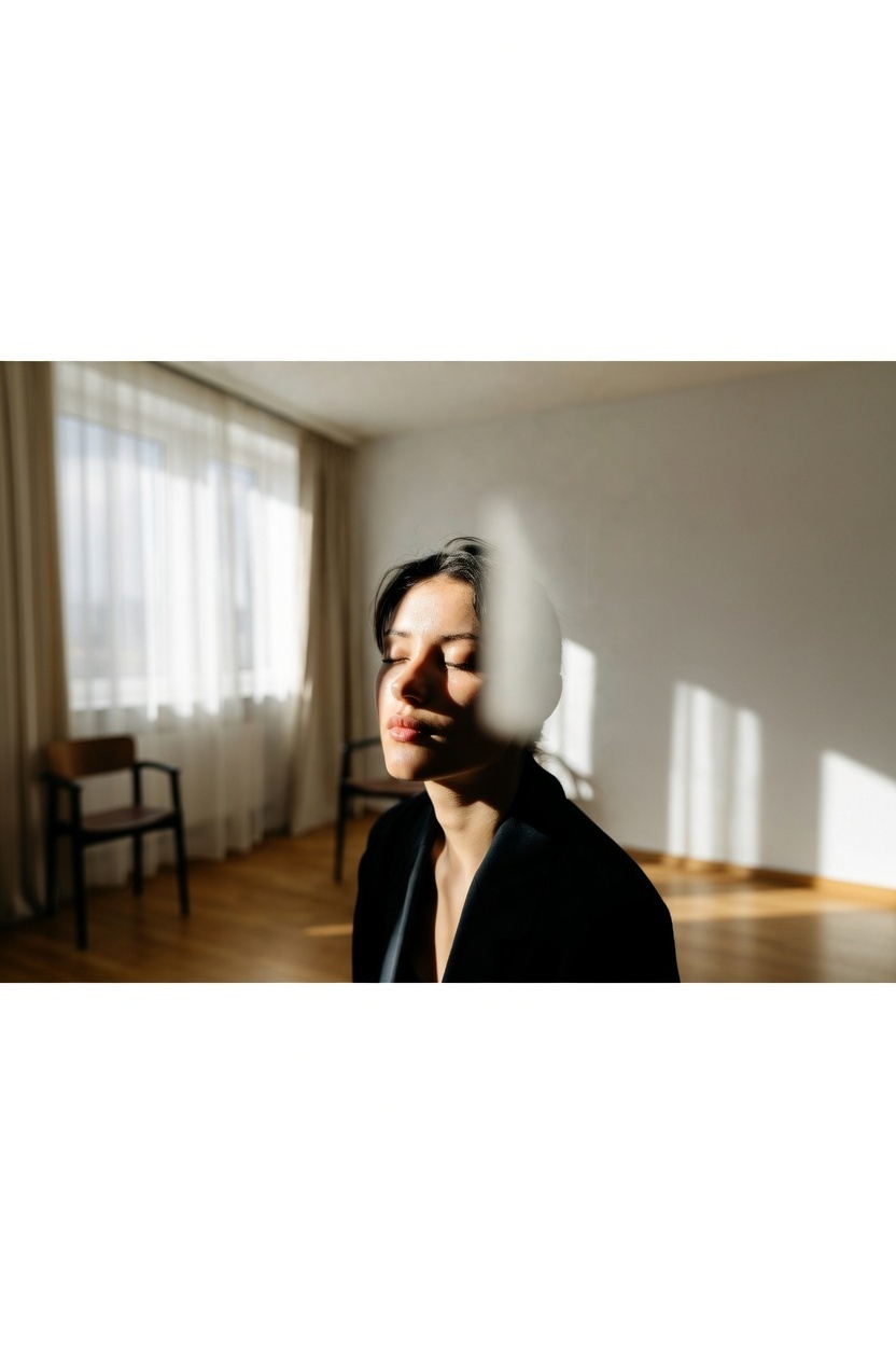 pessoa em silêncio demonstrando como ouvir a intuição com olhos fechados