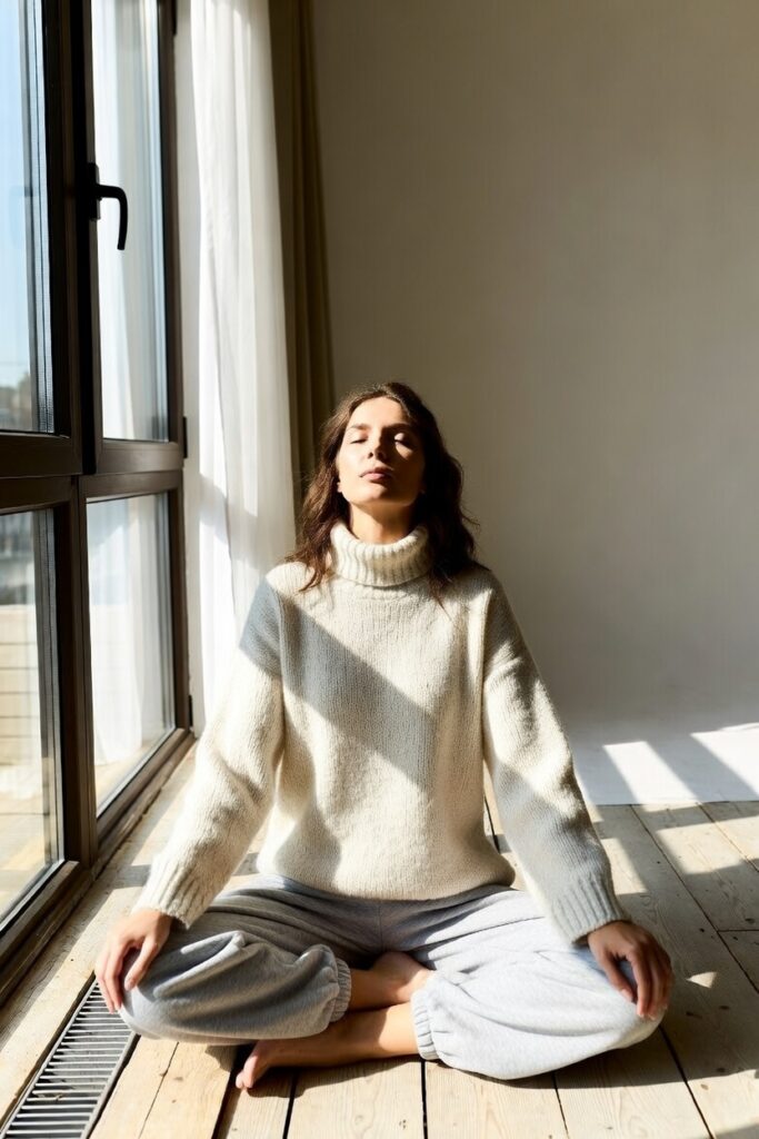 pessoa em silêncio e clareza interior após remover os bloqueios de como ouvir a intuição