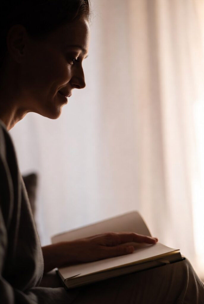 pessoa serena após praticar exercícios de autoconhecimento com clareza interior