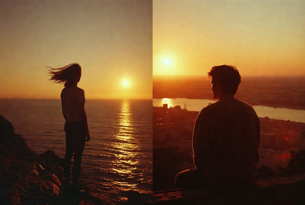 duas pessoas em locais diferentes conectadas representando que alma gemea sente quando pensa nela