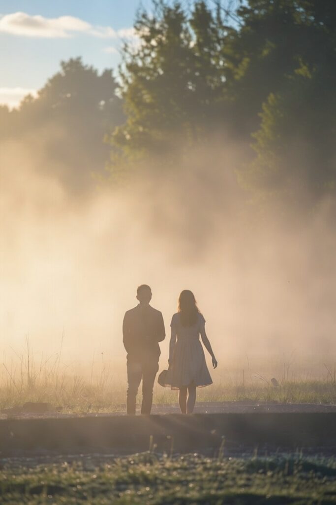 silhuetas ao longe representando conexão espiritual entre duas pessoas e parar de pensar em uma pesssoa 