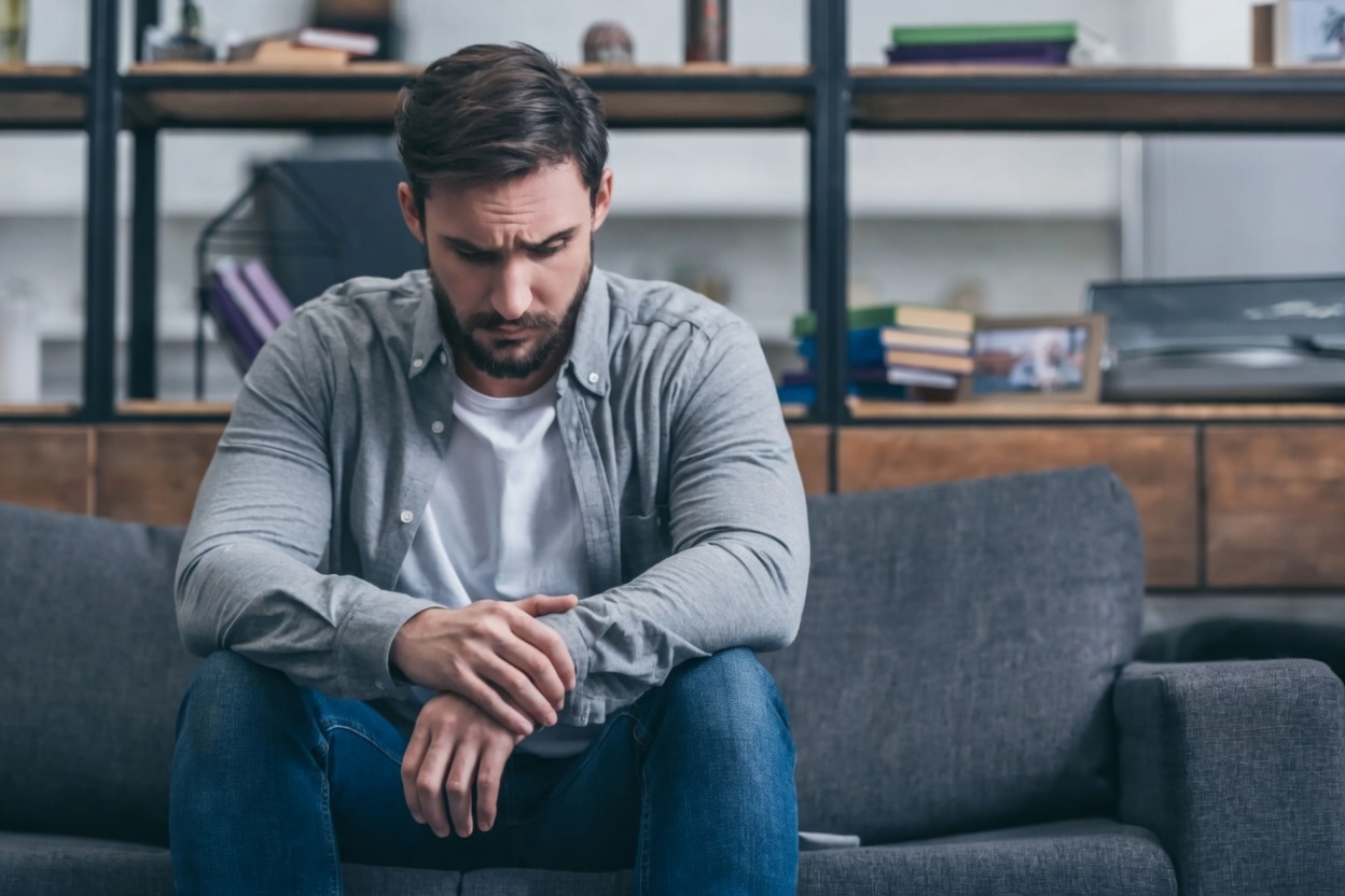 pessoa adulta refletindo sobre padrões de trauma de infância na vida adulta