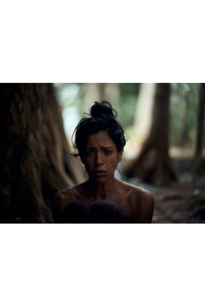 Mulher sentada sozinha com expressão de peso interior representando o padrão que sabota tudo que está indo bem